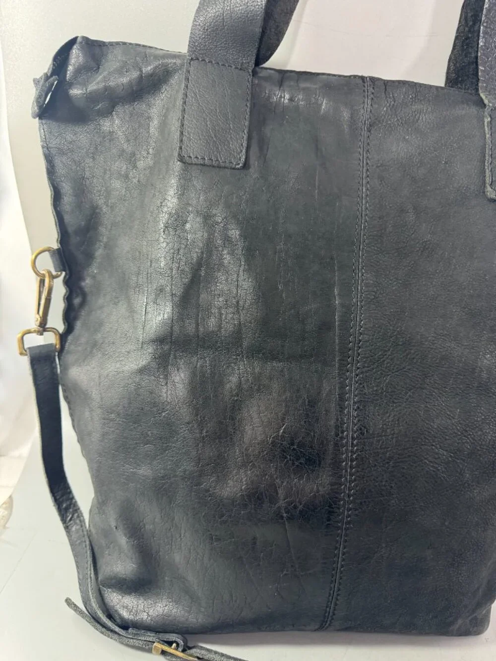 nina kendosa Paris Black Leather Reversible Tote/Shoulder Bag
